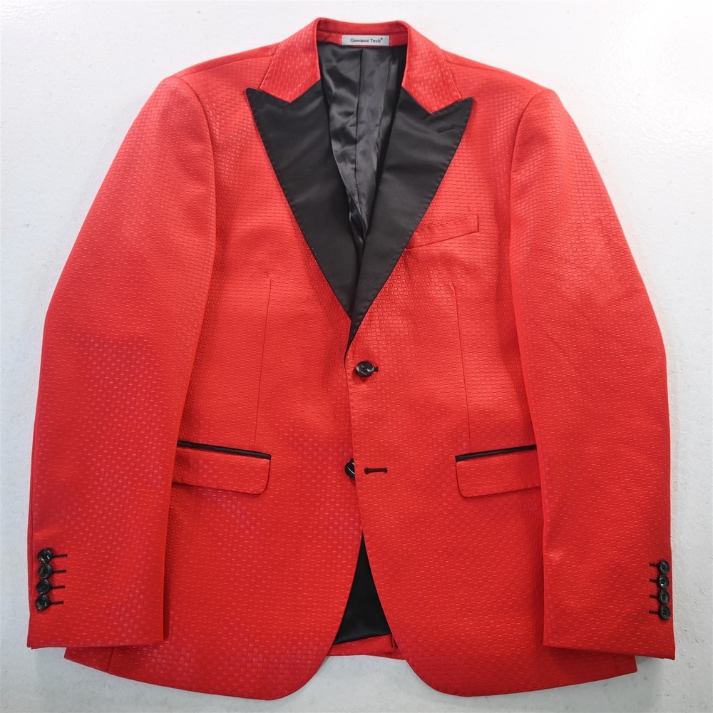 Giovanni Testi 42R Red Square Peak Lapel Mens Tux Tuxedo Dinner‎ Jacket